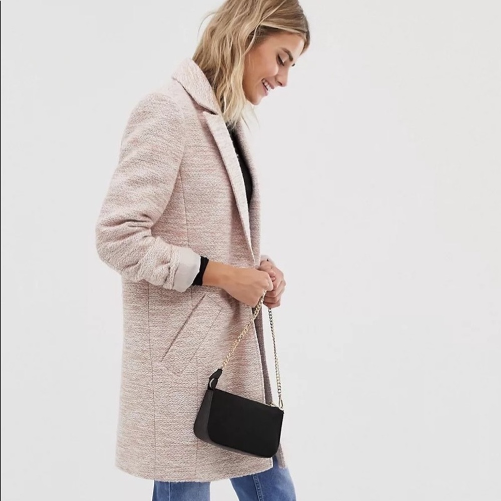 ASOS Design Textured Slim Coat – Light Pink